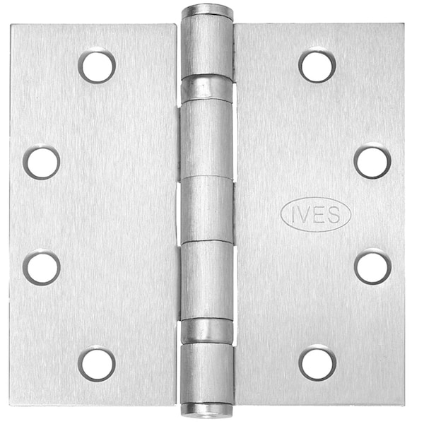 5-Knuckle Ball Bearing Hinge, Standard Weight, 5-in x 5-in, Satin Stainless Steel Finish